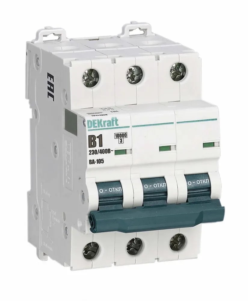 Выключатель автоматический 3P 1A х-ка B ВА-105 10кА SE (Dekraft) 13124DEK