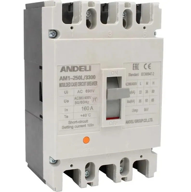 Выключатель автоматический am1-250l 3p 160a 35ka ANDELI ADL06-039