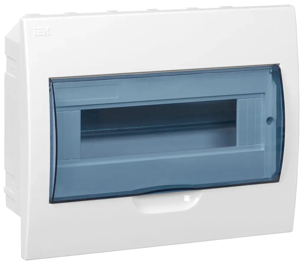 Щит распределительный встраиваемый щрв-п-12 ip41 пластиковый белый прозрачная дверь IEK MKP12-V-12-40-10