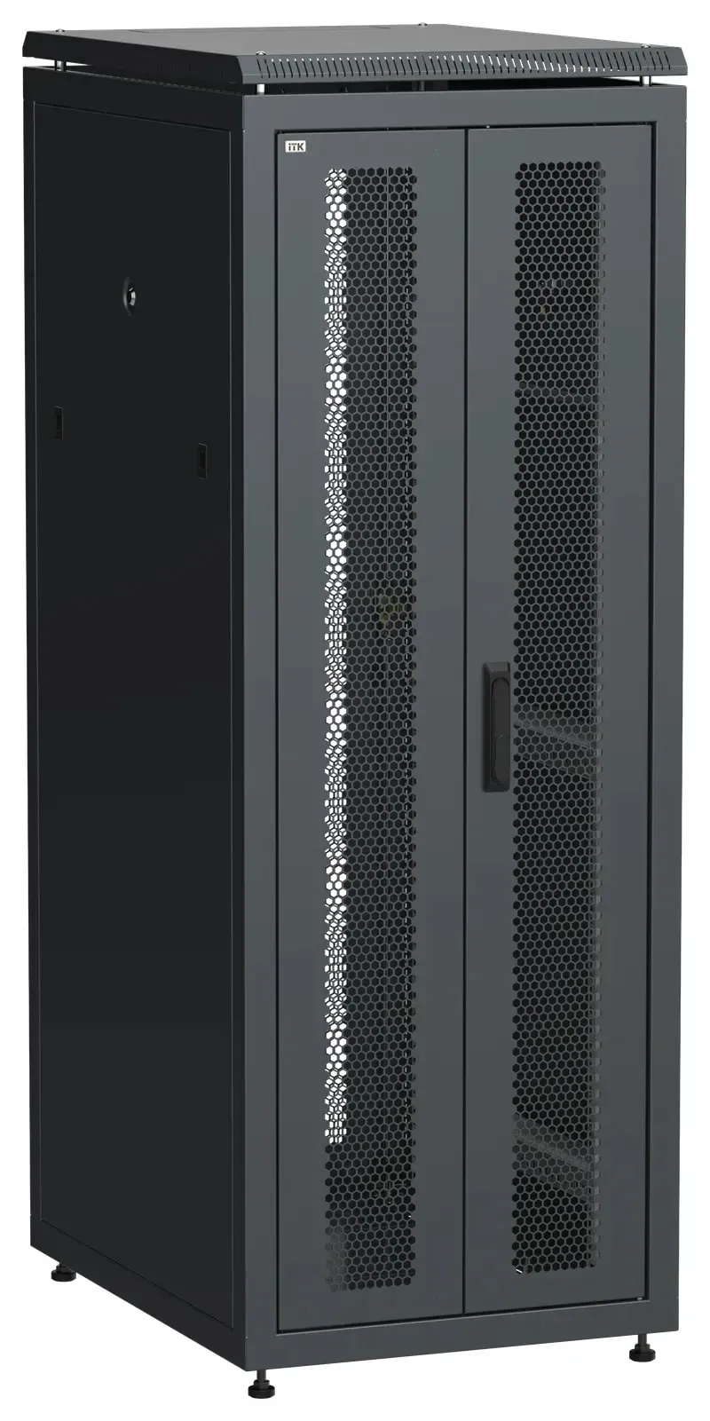 Шкаф напольный сетевой 19' linea n 33u 600х800мм передняя распашная перфорированная дверь задняя перфорированная черный ITK LN05-33U68-2PP