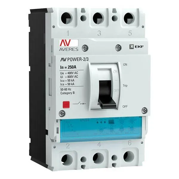 Av power-2/4 4р 250а 50ka etu2.0 EKF MCCB-24-250-2.0-AV