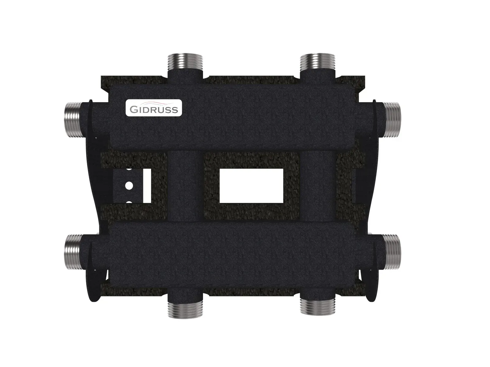 Коллектор модульный MK-60-3DU.EPP на 3 контура G 1', магистраль G 1', с термоизоляцией до 60 кВт черный муар с серебром, ст. 09Г2С Gidruss MK 6001T 20