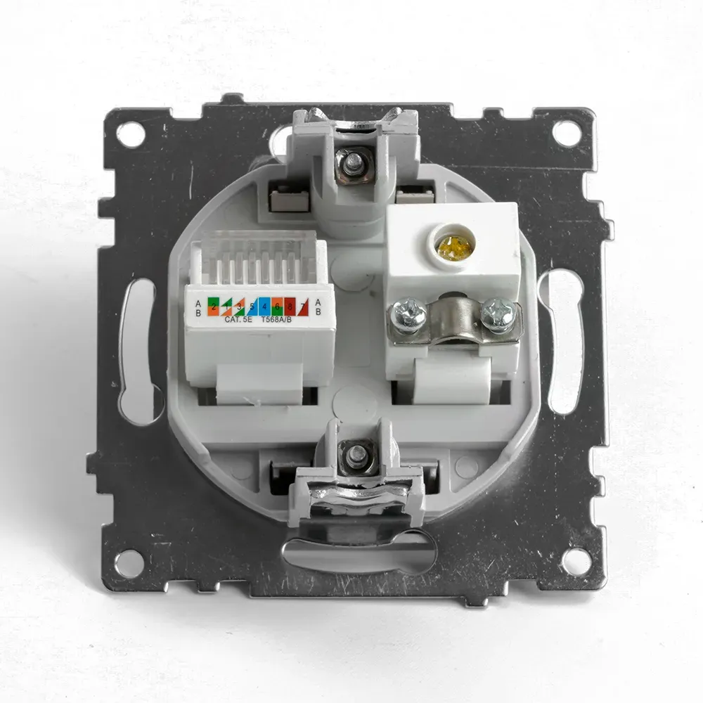 Розетка TV + компьютерная RJ-45 (механизм) серия Катрин шампань STEKKER