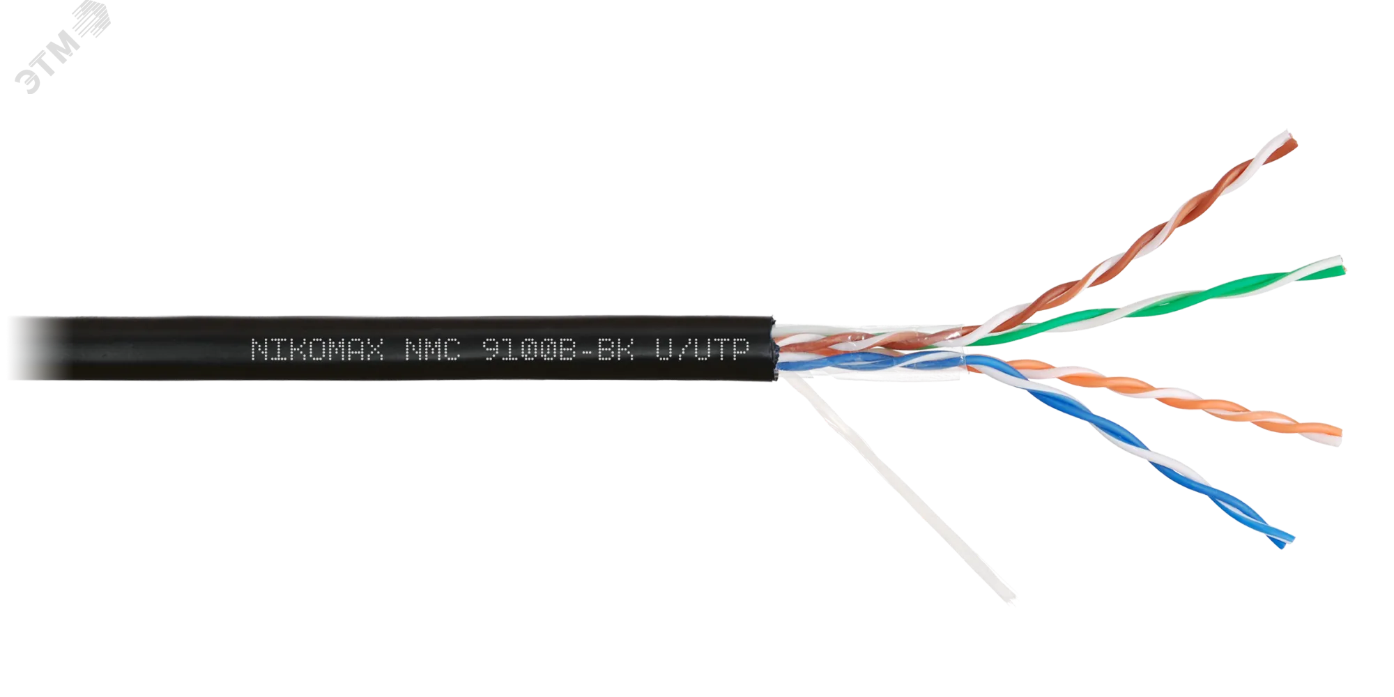 Витая пара U/UTP 4 пары Кат 5e solid BC AWG24 (0.52мм) OUT PE черный 305м