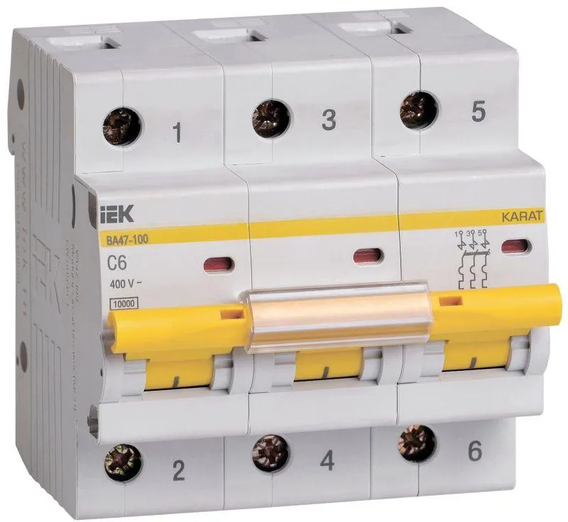 Авт. выкл. ва47-100 3p 6а 10ка х-ка c IEK MVA40-3-006-C
