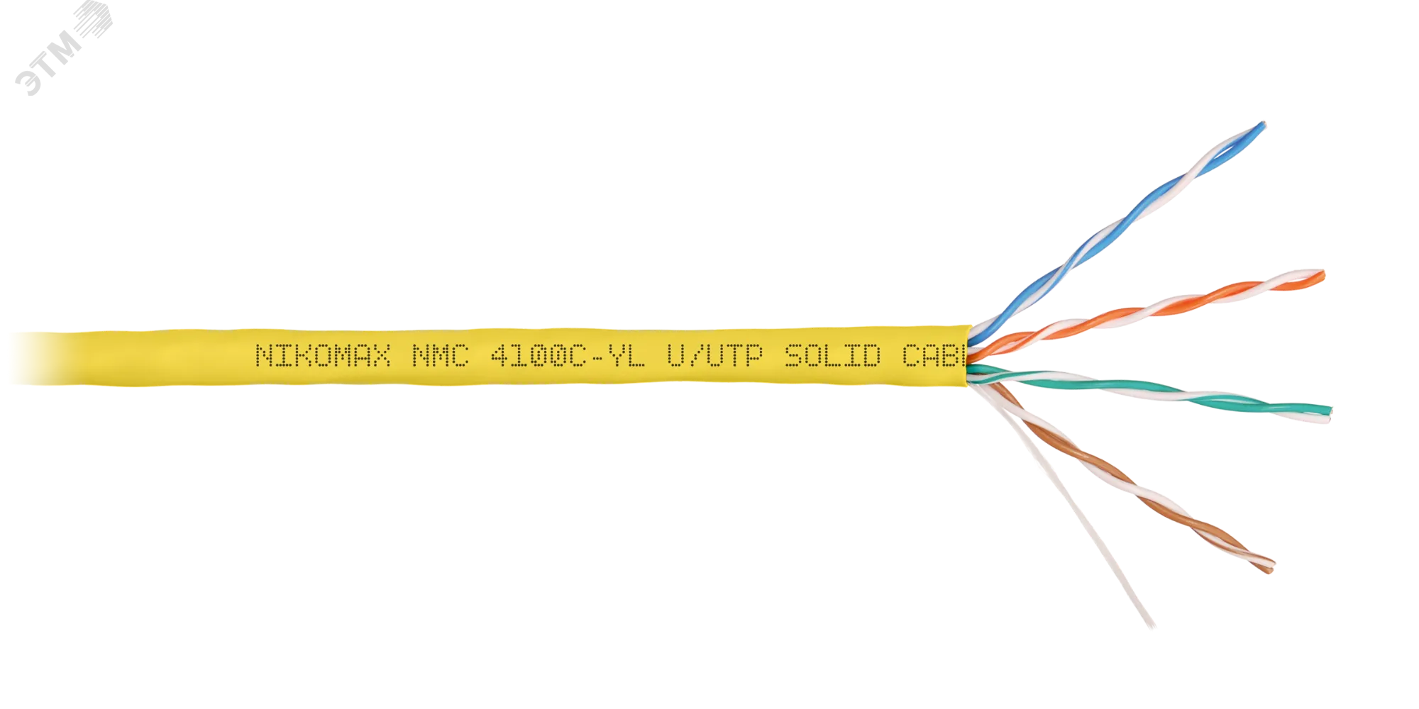 Витая пара U/UTP 4 пары Кат 5e solid BC AWG24 (0.51мм) IN LSZH нг(А)-HF желтый 305м