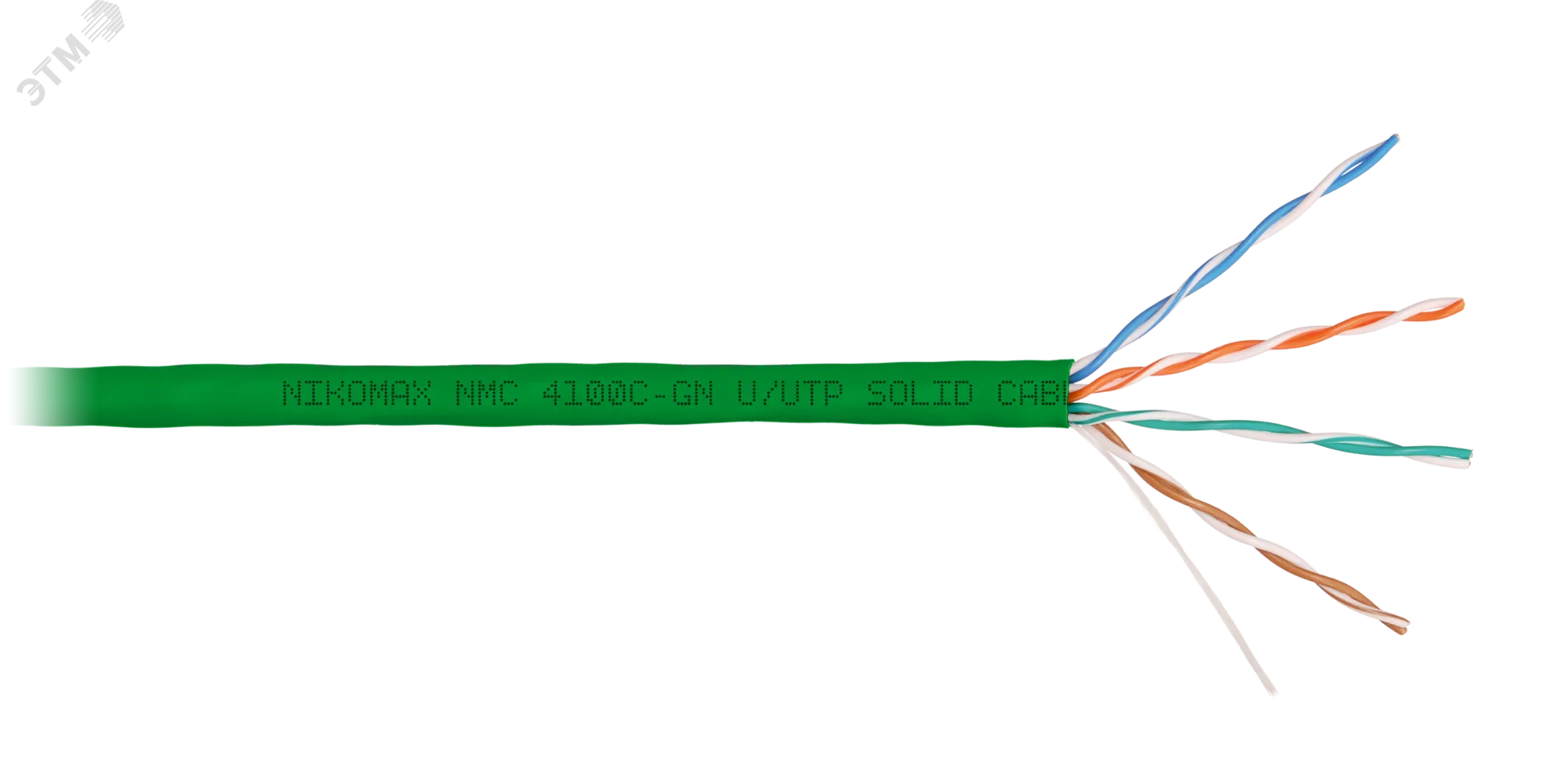 Витая пара U/UTP 4 пары Кат 5e solid BC AWG24 (0.51мм) IN LSZH нг(А)-HF зеленый 305м