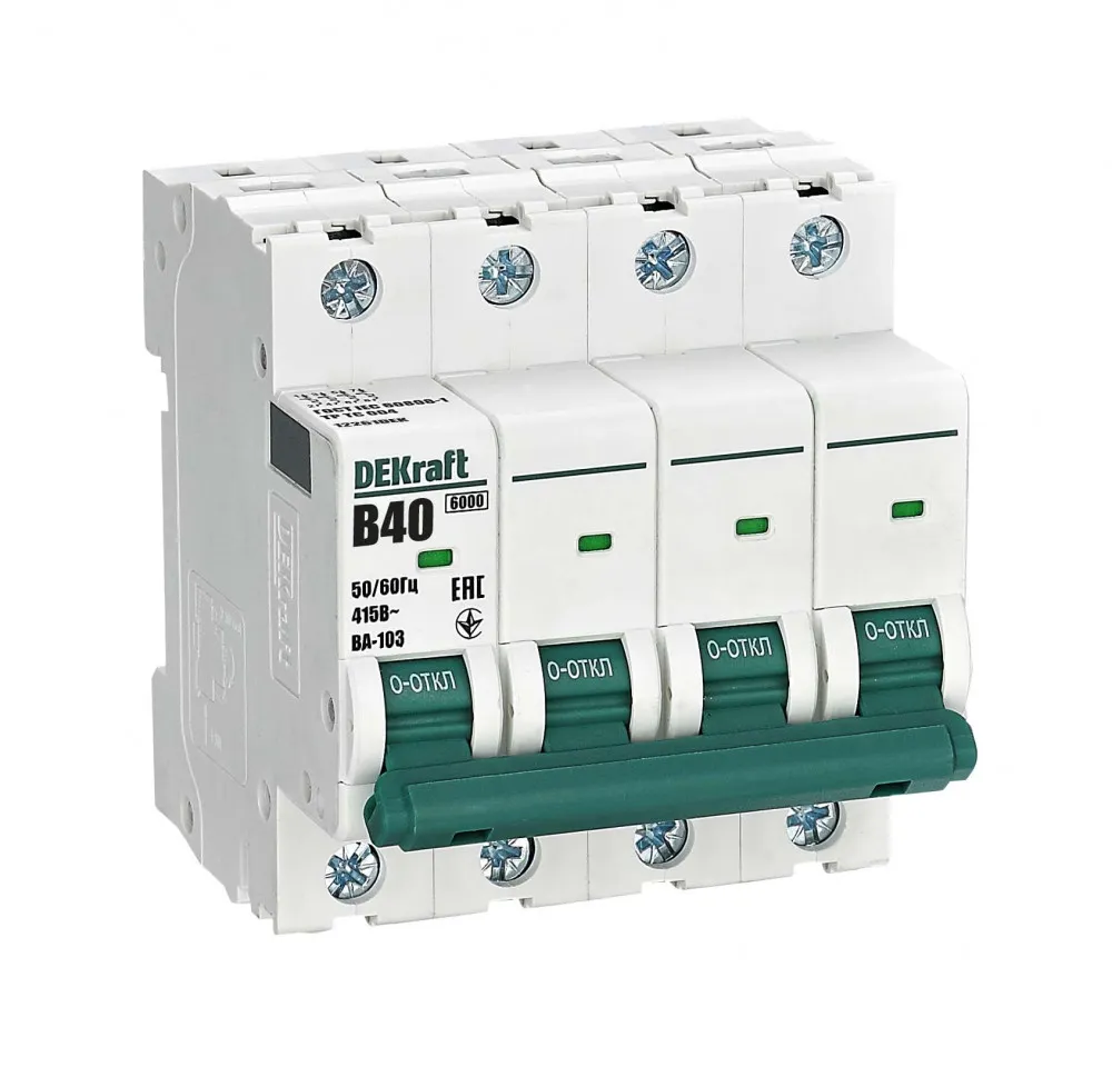 Выключатель автоматический 4Р 40А х-ка B ВА-103 6кА SE (Dekraft) 12261DEK