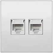 Ecoplast Накладка с суппортом розетки компьютерной и телефонной на 2 входа (белый) БЕЗ разъема LK60 Экопласт 866204-0