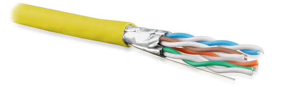 Витая пара U/FTP кат 6a 4 пары AWG23 solid IN LSZH нг(А)-HF желтый 500м