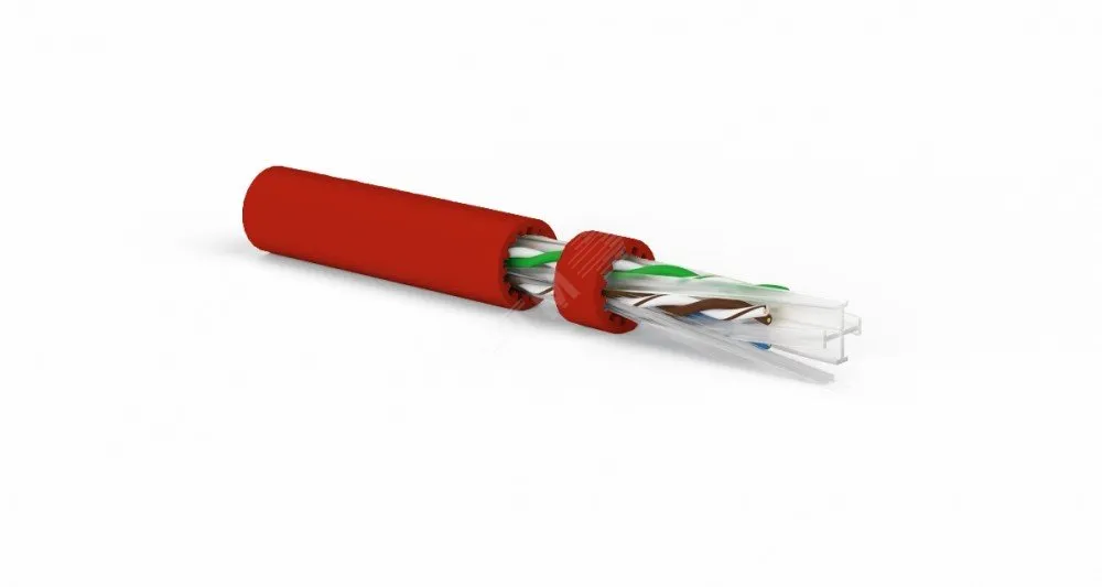 Витая пара U/UTP кат 6a 4 пары AWG23 solid IN LSZH нг(А)-HF красный 500м