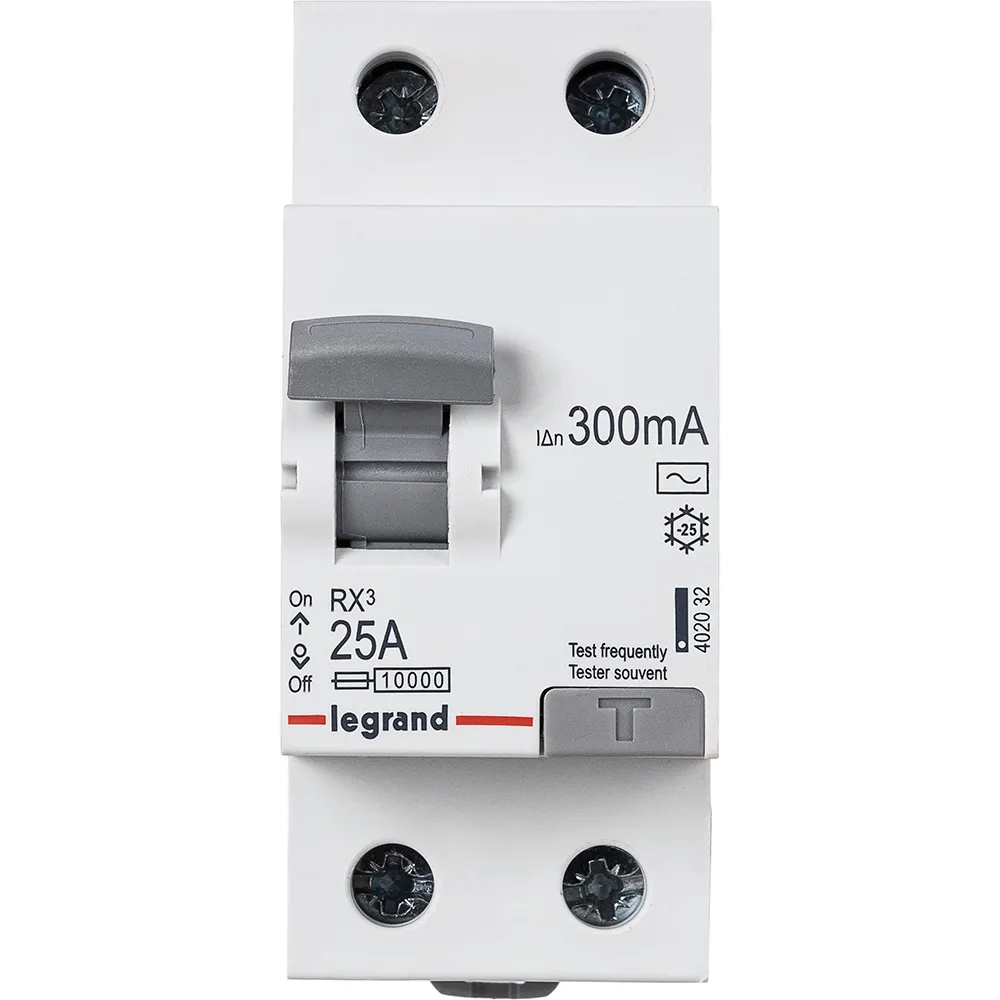 ВДТ RX3 - 2П - 25 А - тип AC - 300 мА - 2 модуля LEGRAND 402032