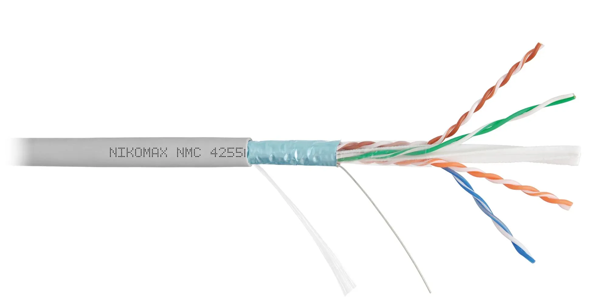 Витая пара F/UTP 4 пары Кат 6a solid BC AWG23 (0.57мм) IN PVC серый 500м