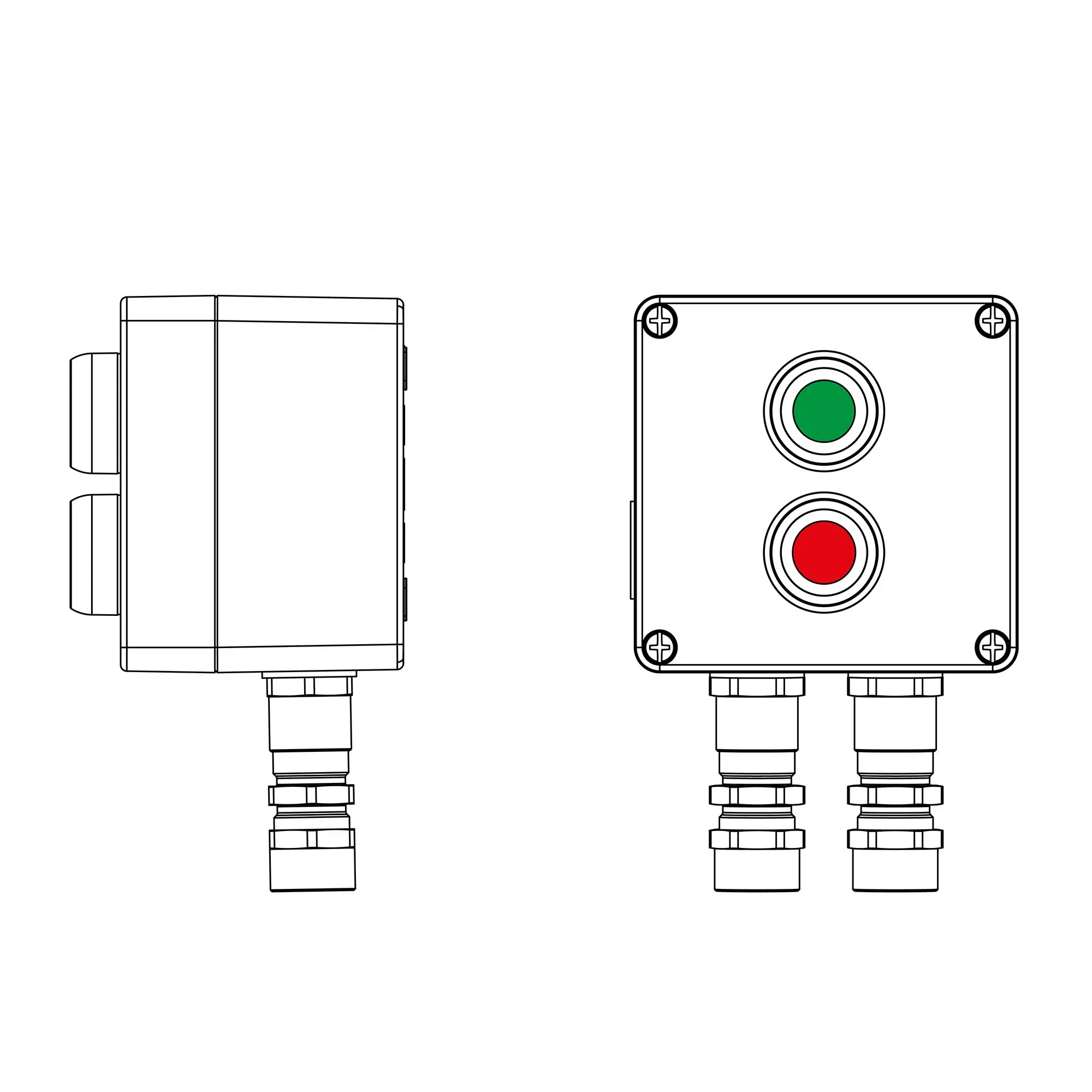 Взрывозащищенный пост управления из алюминия CPE-A-12-(1xP1G(11)-1xP1R(11))-2xKA2MHK(C)1Ex d e IIC Т5 Gb / Ex tb IIIC T95°C Db IP66 DKC 2201.121.22.11H