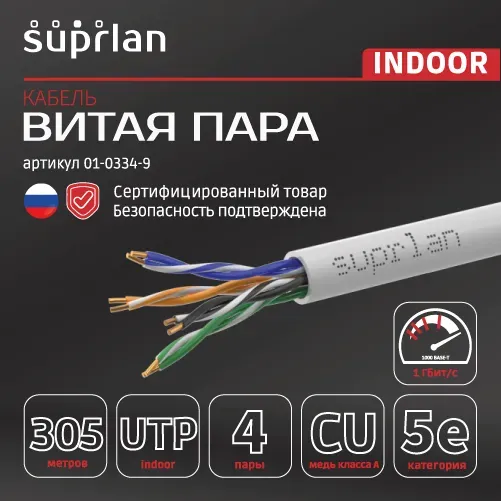 Витая пара Median UTP Cat.5e 4x2xAWG24 Cu PVC Indoor 305м