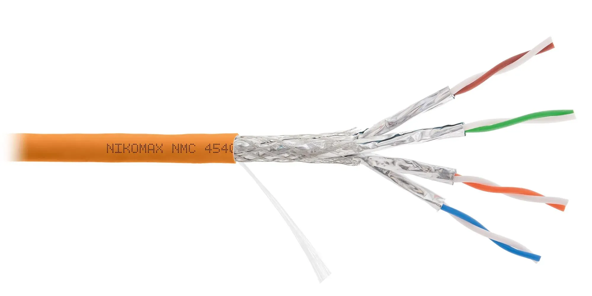 Витая пара S/FTP 4 пары Кат 6 solid BC AWG23 (0.55мм) IN LSZH нг(А)-HF оранжевый 305м