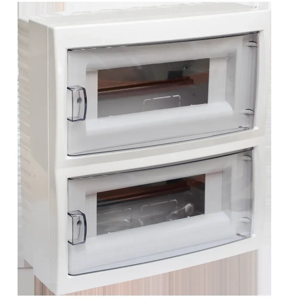 Щит распределительный навесной с 0 шиной 24м пластиковый белый прозрачная дверь БЕЛТИЗ БОКС КНО-24Д