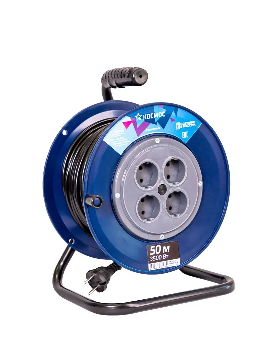 Удлинитель КОСМОС катушка 16А 4 гн ПВС 2*1,5 50м КОСМОС YKKsm50m-4g(16A)