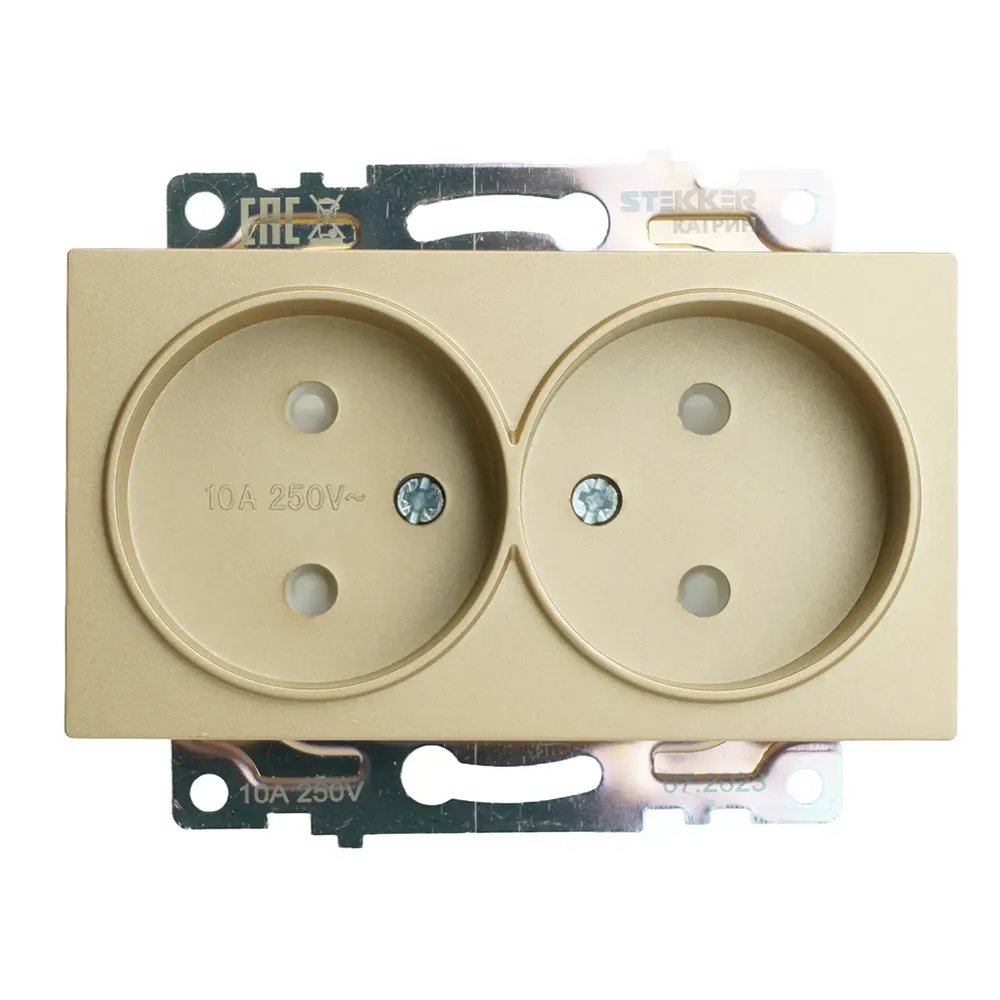 Розетка двухместная б/з (механизм) 250В 10А серия Катрин золото STEKKER FERON 49225