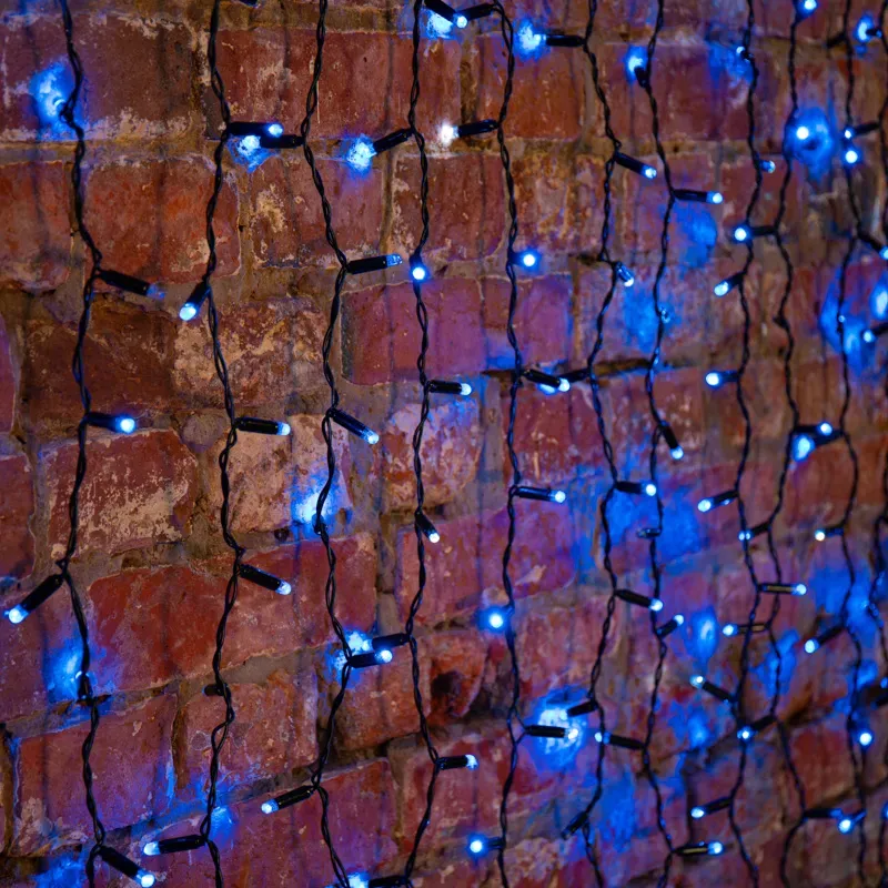 Гирлянда светодиодный Дождь 2х3 м, постоянное свечение, черный провод, 230 В, диоды синие, 760 LED Neon-Night 235-143