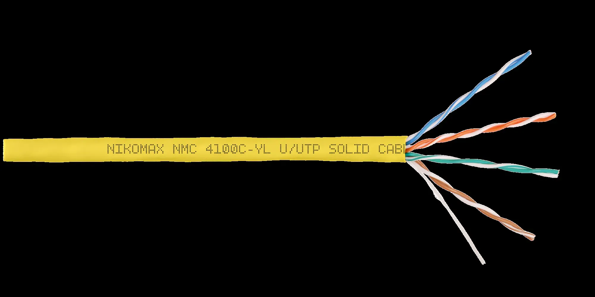 Витая пара U/UTP 4 пары Кат 5e solid BC AWG24 (0.51мм) IN LSZH нг(А)-HF желтый 305м