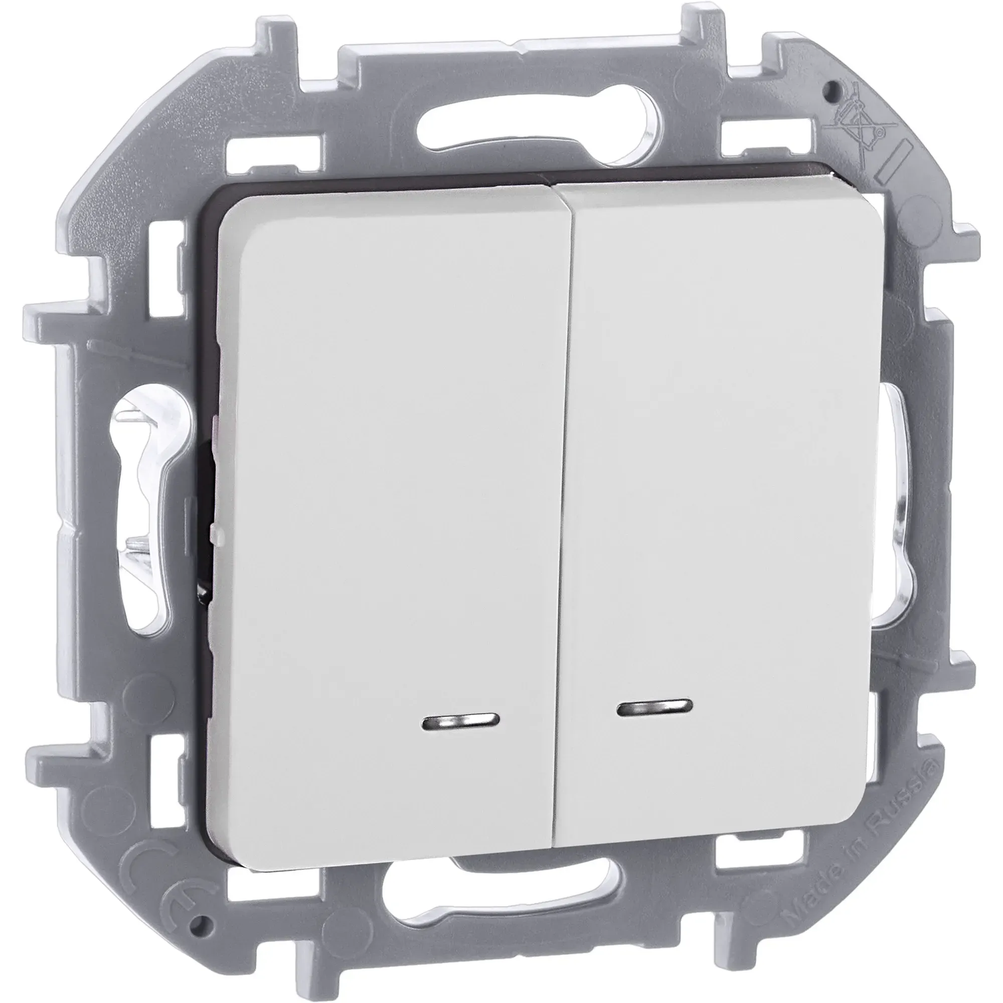 Выключатель двухклавишный с подсветкой/индикацией INSPIRIA 10 AX 250 В~ белый LEGRAND 673630