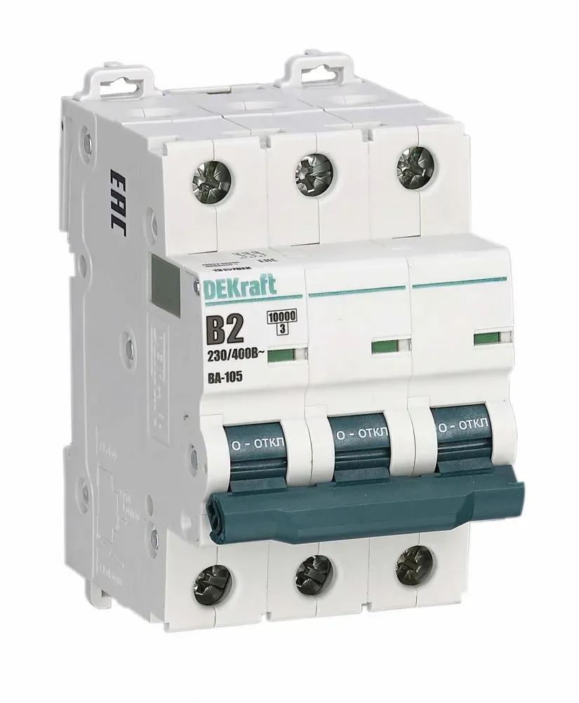 Выключатель автоматический 3P 2A х-ка B ВА-105 10кА SE (Dekraft) 13125DEK