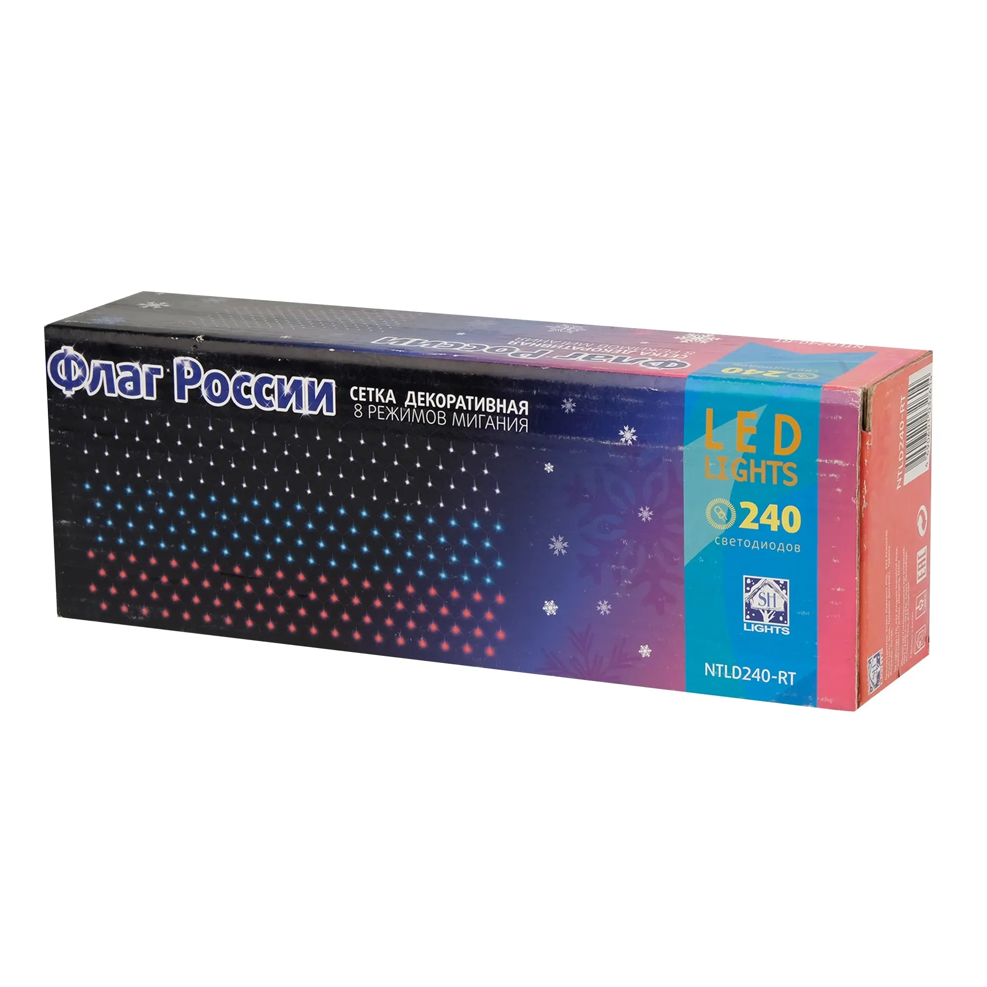 Гирлянда-сетка Триколор 150х90см, 240 LED, IP20, NTLD240-RT Jazzway 4690601032614
