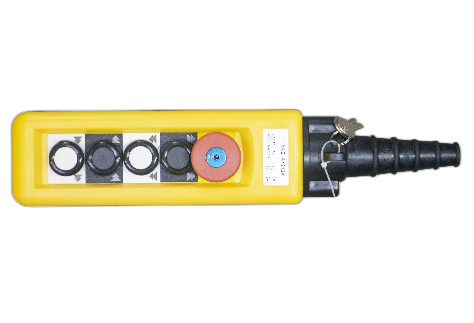 Пульт управления ХАС-А4813К [4 кнопки, 1 скорость, авар. стоп + ключ, IP-65] Кранэлектро 00-00000375