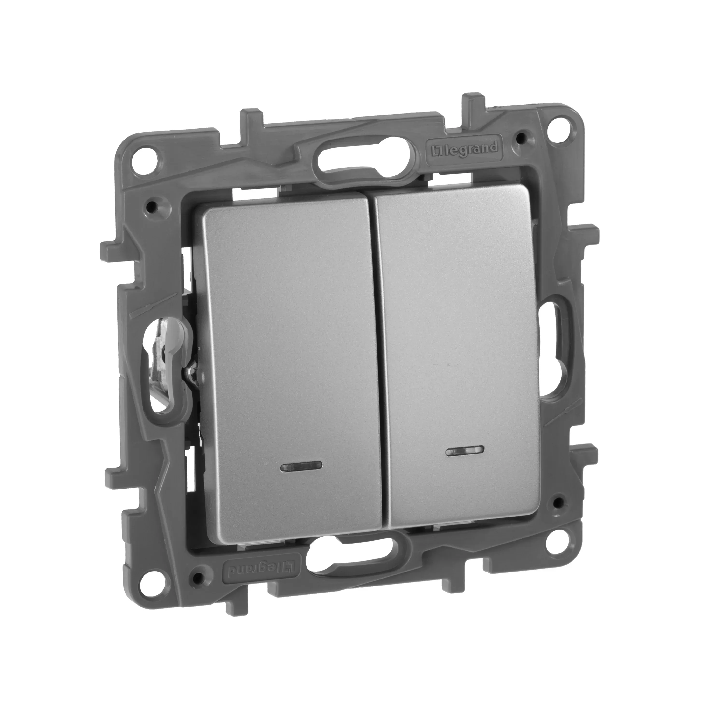 ETIKA Выключатель двухклавишный с подсветкой/индикацией автоматические клеммы 10 AX 250 LEGRAND 672404