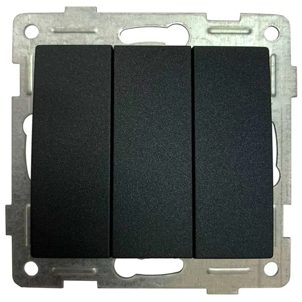 GUSI Bravo МЕХАНИЗМ Выключателя трехклавишного, скрытая установка, 10А, 250В. Цвет: графит GUSI Electric С10В3-010