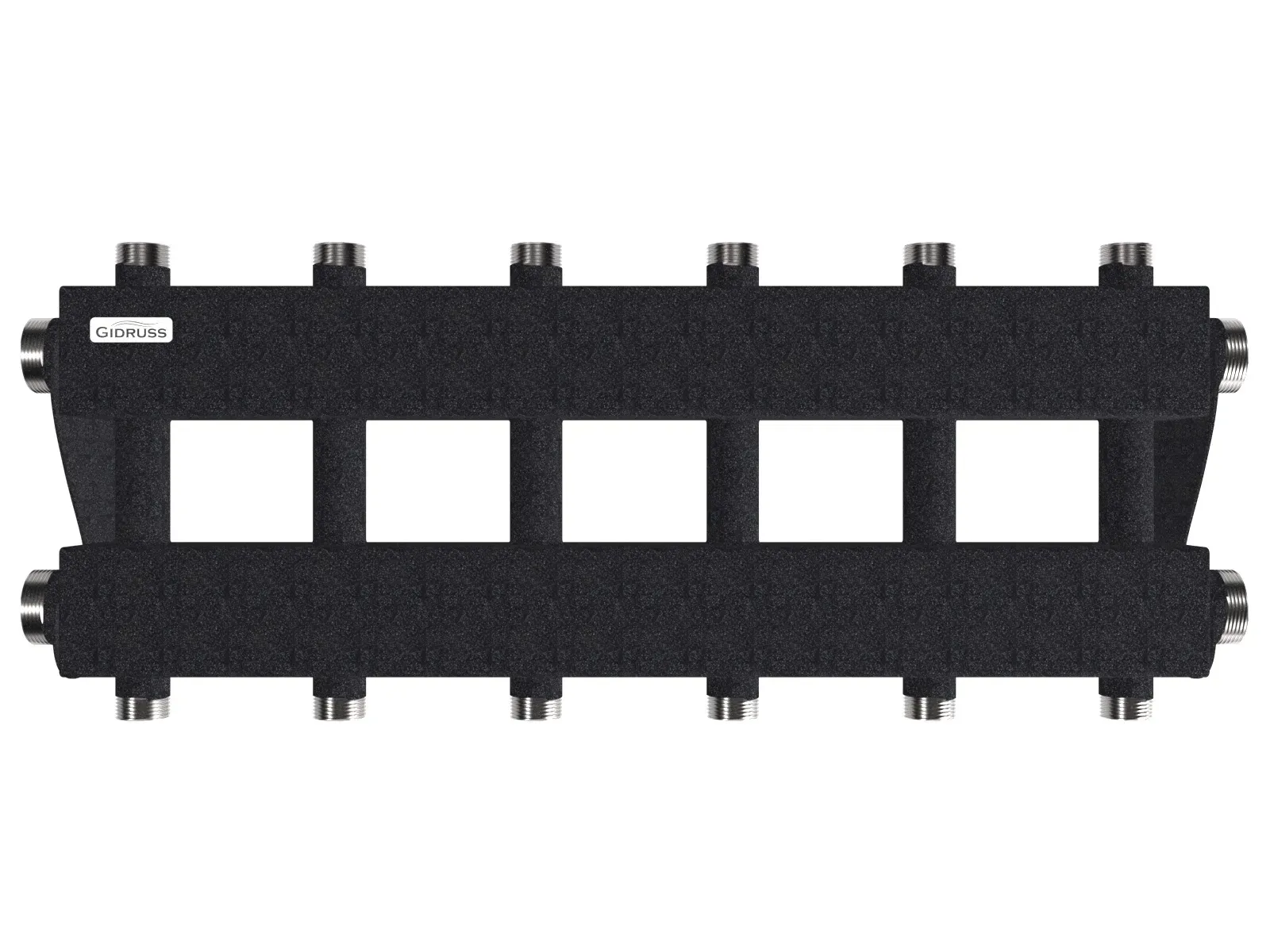 Коллектор модульный MK-150-6DUx25 на 6 контуров G 1', 2 магистрали G 1 1/2', до 150 кВт, ст 09Г2С Gidruss 1P 01504 17