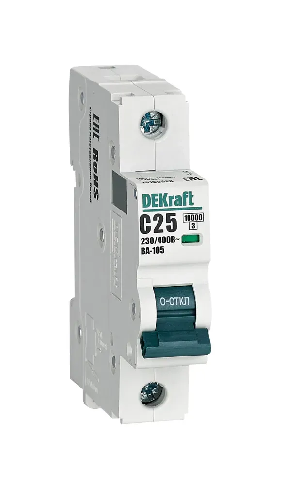 Выключатель автоматический ВА105 1P кривая C 25A 10кА SE (Dekraft) 13155DEK