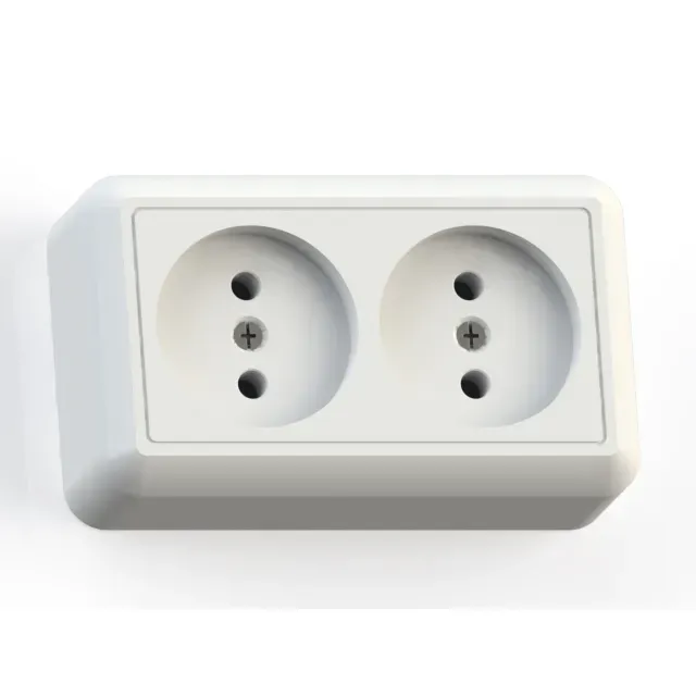 ОПТИМА Розетка открытой установки двухместная, 10А РА10-373 белая Кунцево 8009