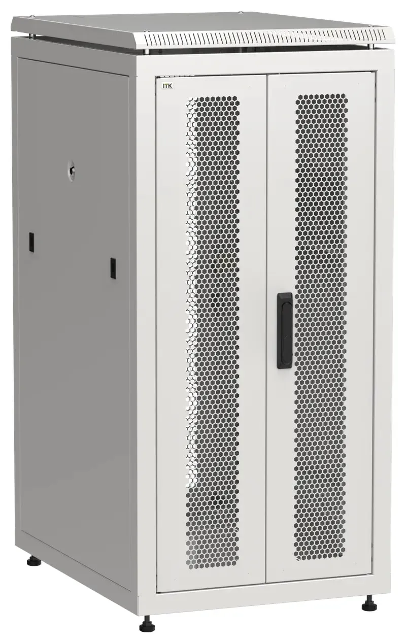 Шкаф напольный сетевой 19' linea n 24u 600х800мм передняя распашная перфорированная дверь задняя перфорированная серый ITK LN35-24U68-2PP