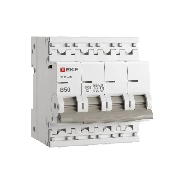 Автоматический выключатель 4p 50а (b) 6ка ва 47-63n proxima EKF M636450B