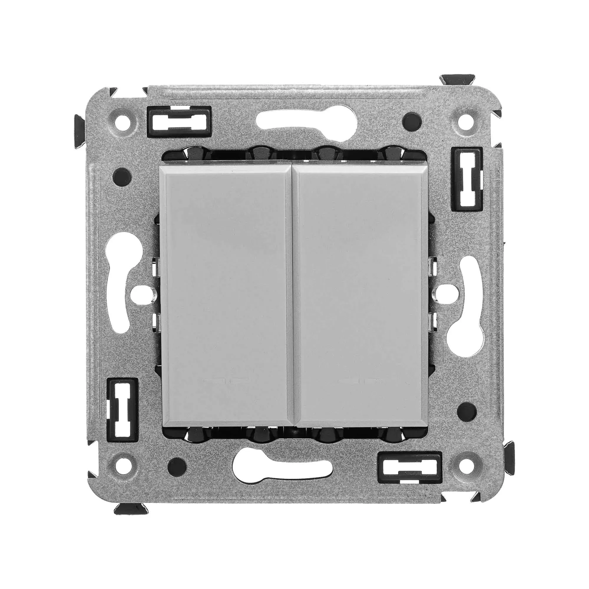 Avanti Инвертор двухклавишный в стену Закаленная  сталь (Переключатель сх. 7+7) DKC 4404124