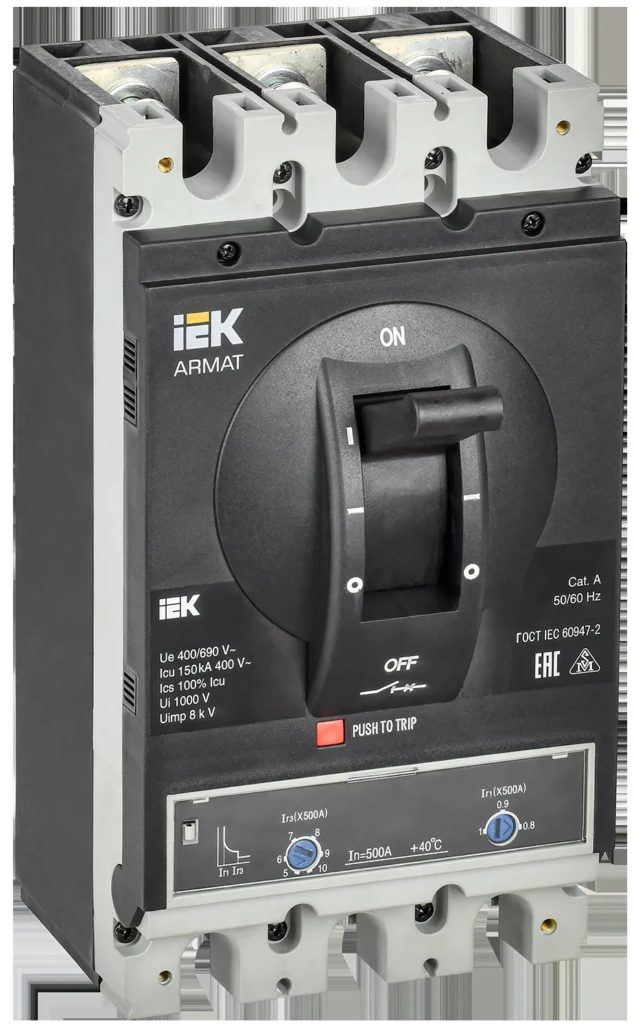 Armat автоматический выключатель в литом корпусе 3p типоразмер i 150ка 500а расцепитель термомагнитный регулируемый IEK AR-MCCB-3I-150-0500A-ATUC