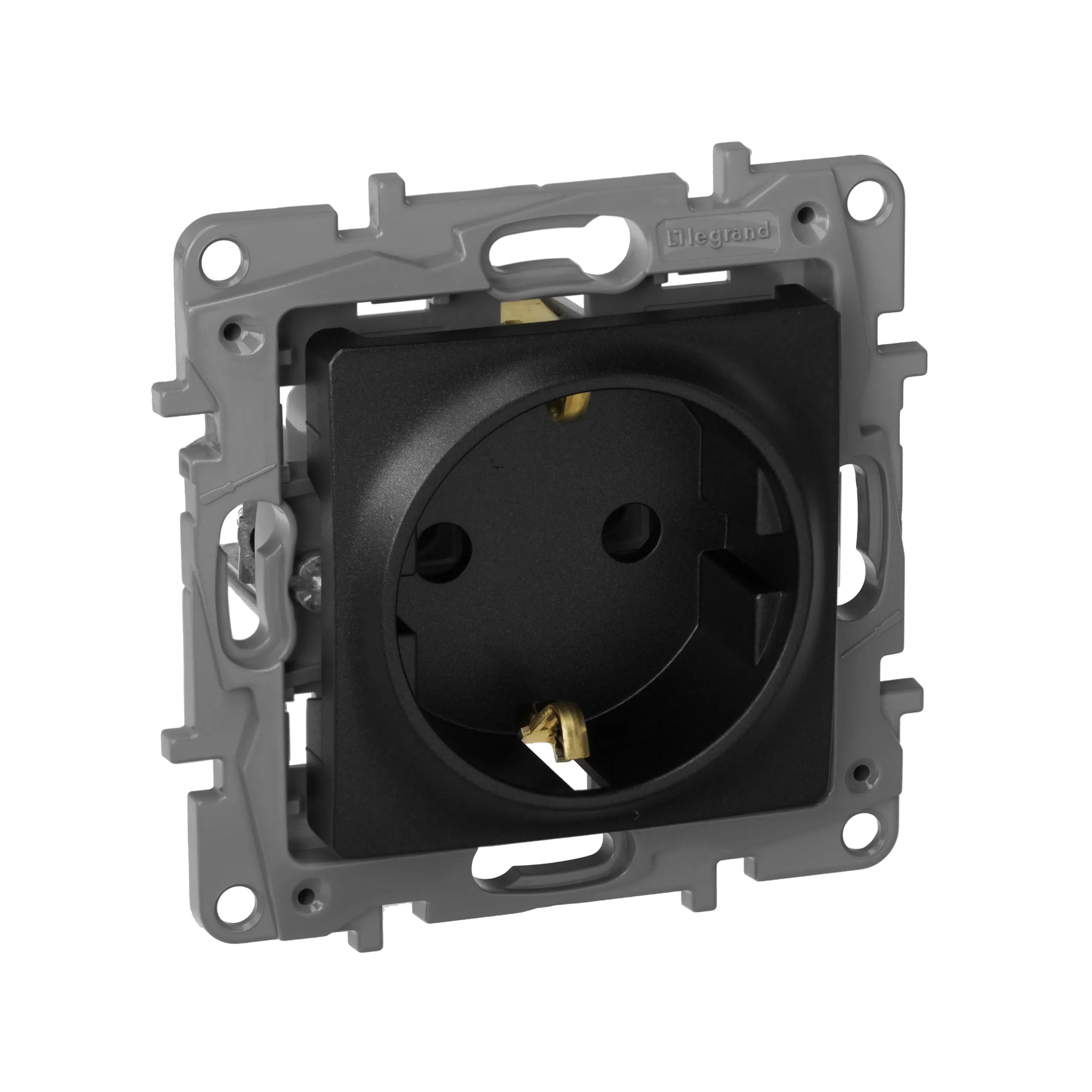 ETIKA Розетка 2К+З немецкий стандарт винтовые зажимы 16 А 250 В антрацит LEGRAND 672621
