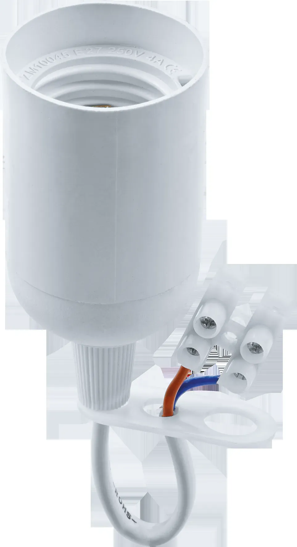 Патрон подвесной Е27 с проводом и клемной колодкой пластик белый Navigator Group 19446