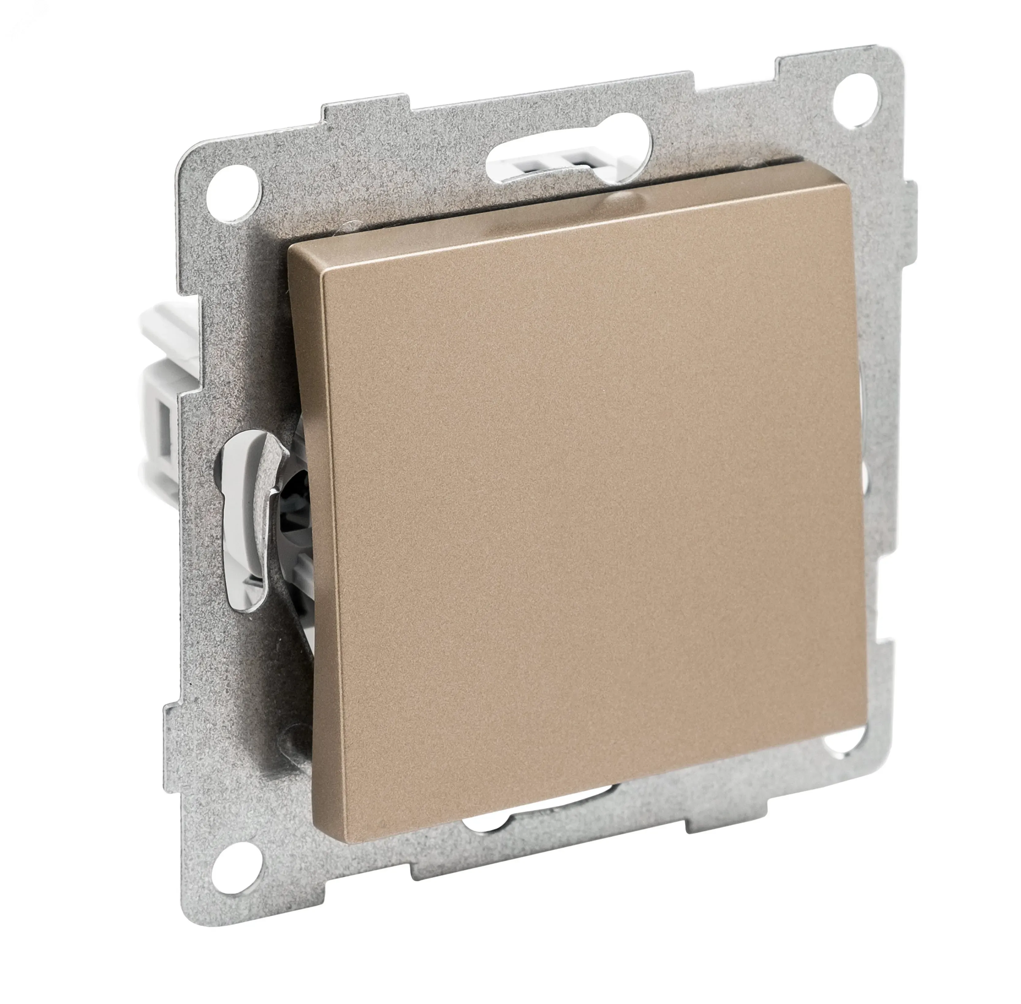 Ugra Выключатель одноклавишный, самовозвратный, скрытая установка, 10А, 250В.  шампань GUSI Electric С11В6-027