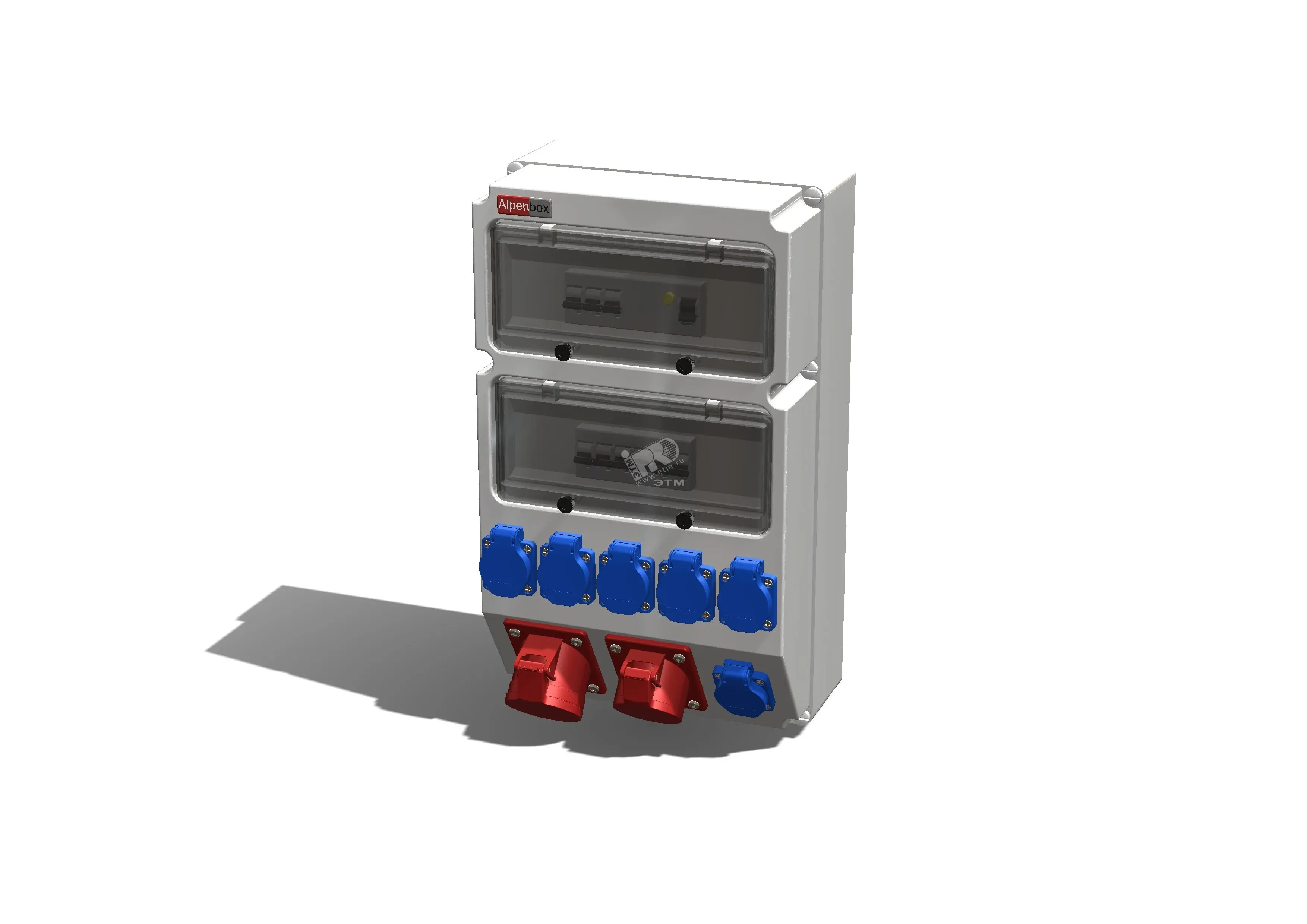 Устройство распределительное настенное пластик IP44 63A корпус 297х504х177 серый AlpenBox 00-00001846