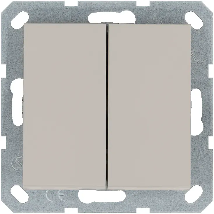 Выключатель двухклавишный 10A 250V~ с накладкой, цвет Тауп Jasmart G3023T