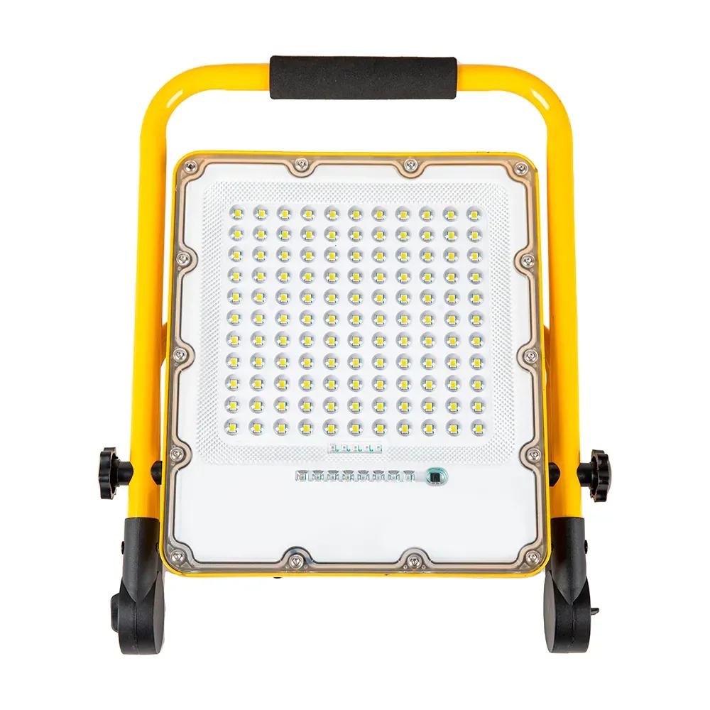 Прожектор светодиодный до-100w переносной аккумуляторный 6400k ip66 с зарядным устройством STEKKER 48677