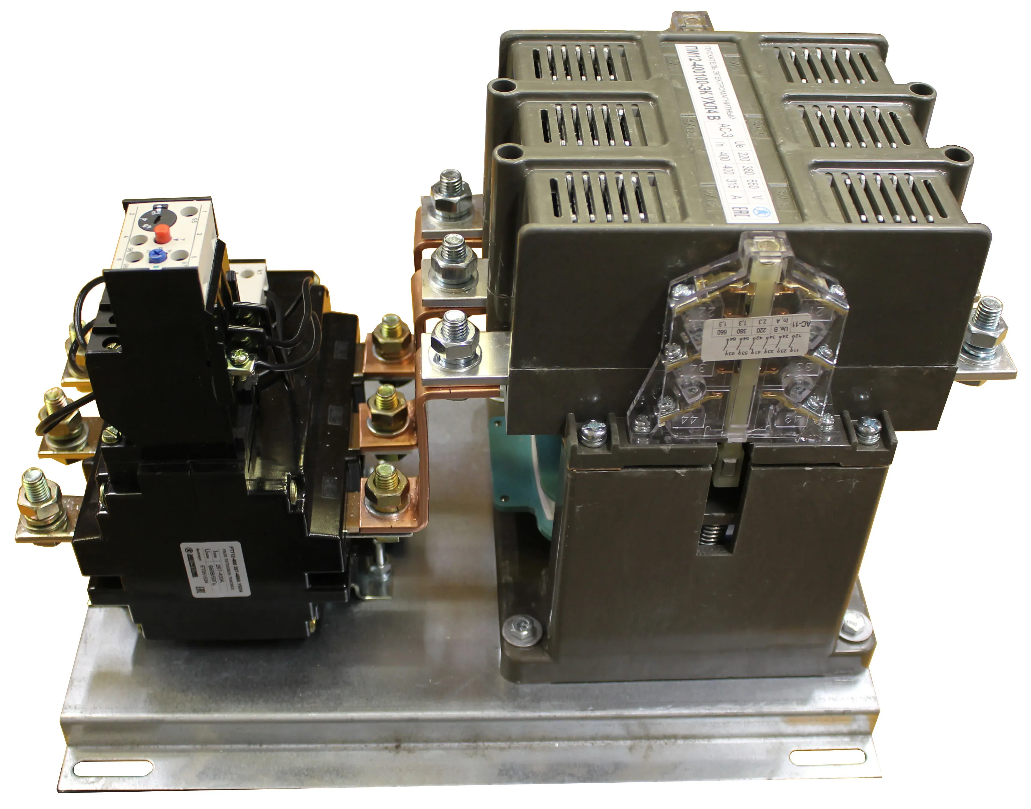 Пускатель электромагнитный ПМ12-500200 УХЛ4 В, 380В/50Гц, 4з+2р, 500А, нереверсивный, с реле РТТ12-630 320-480А, IP00 Электротехник ET011787