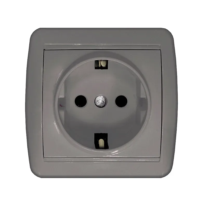 Клио розетка одноместная Клио, IP44, с/з, о/у, 16А, 220В, серый (еврослот) Универсал К2228-Gr