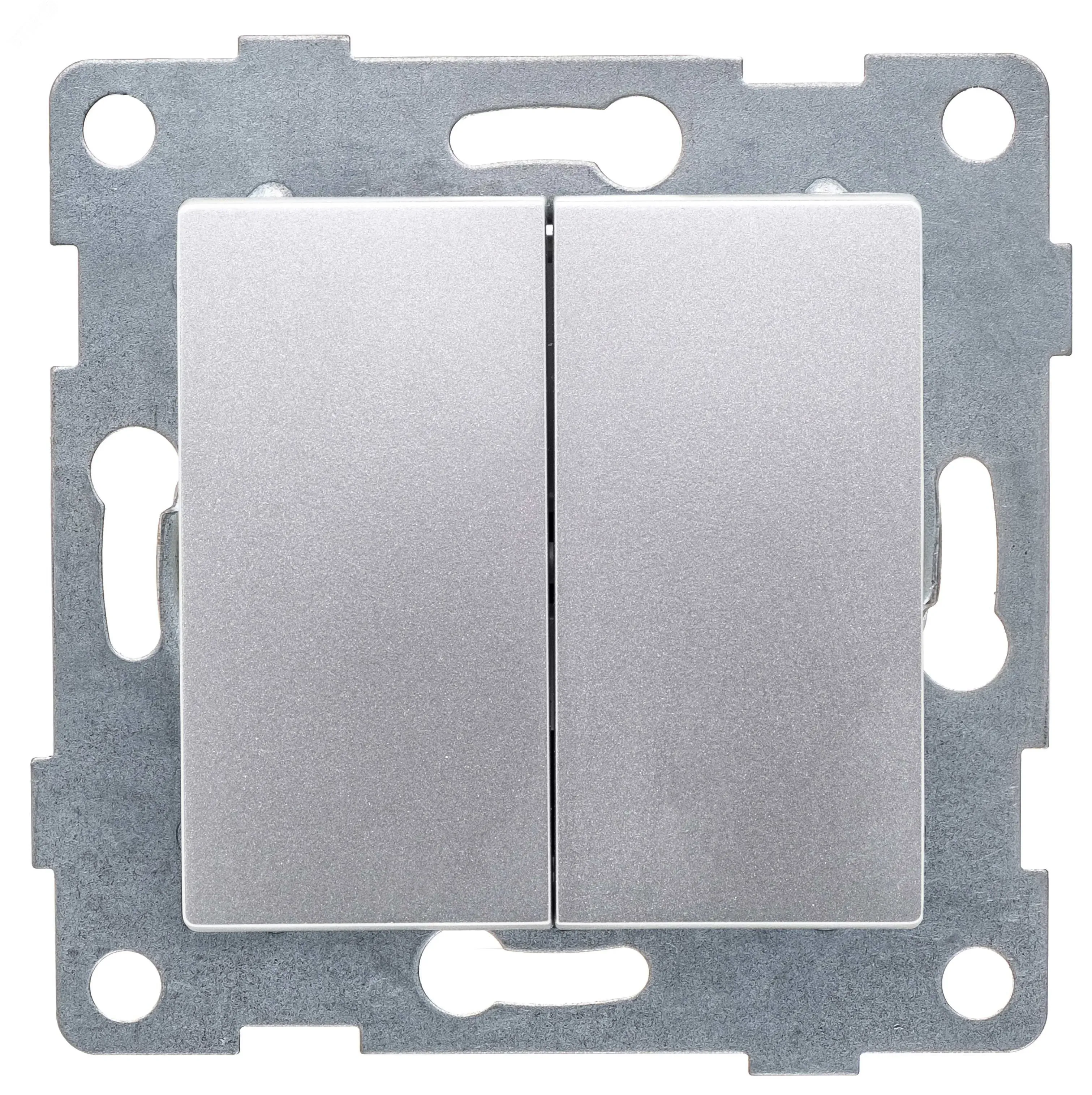 GUSI Ugra механизм выключателя 2кл., скрытая  установка,  10А, 250В. Цвет: серебро. GUSI Electric С11В2-004