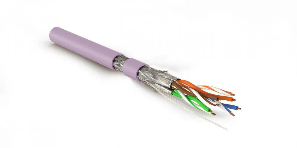 Витая пара S/FTP кат 7 4 пары AWG23 solid IN LSZH нг(А)-HF розовый 500м