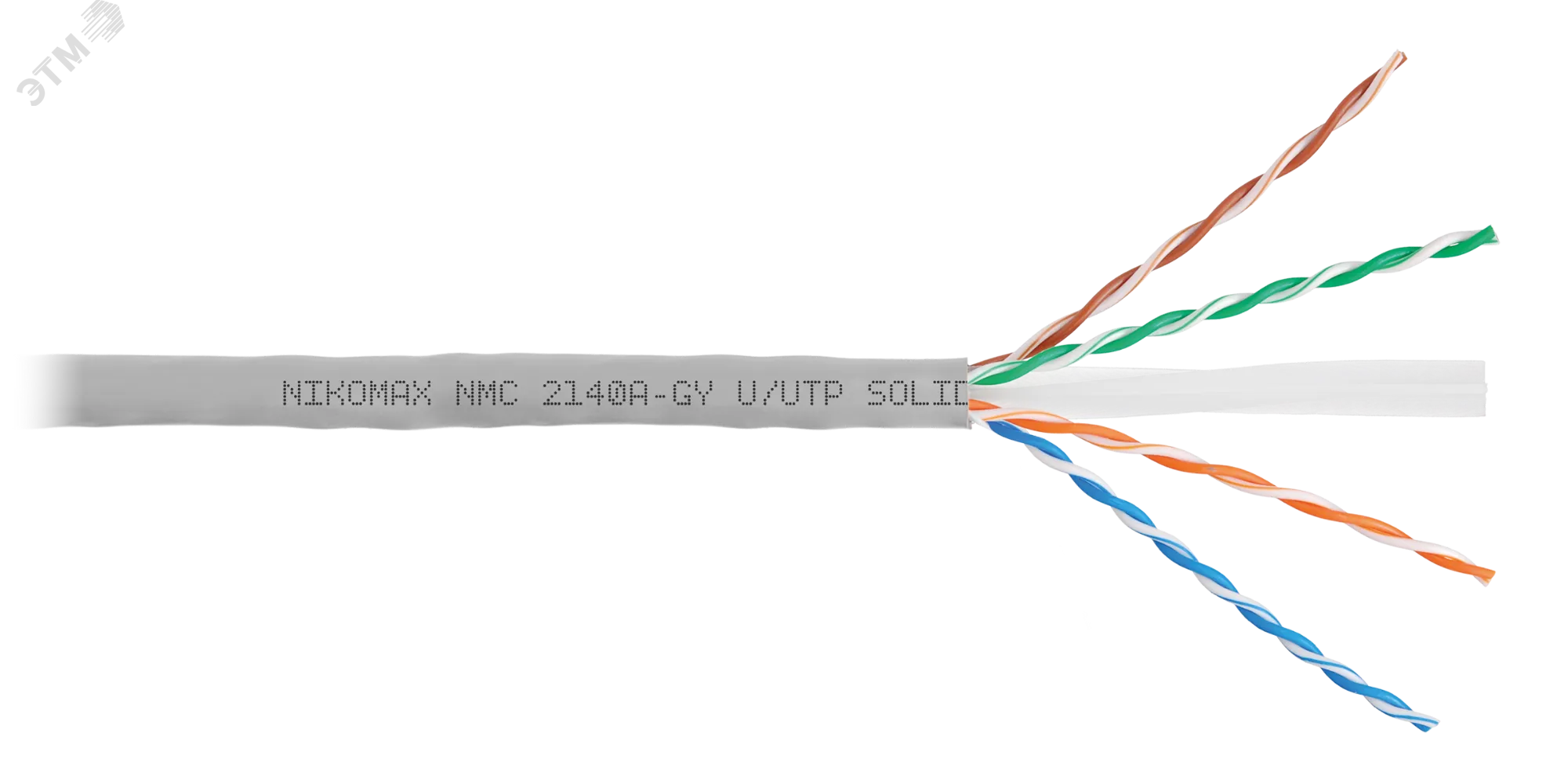 Витая пара U/UTP 4 пары Кат 6 solid BC AWG23 (0.53мм) IN PVC серый 305м