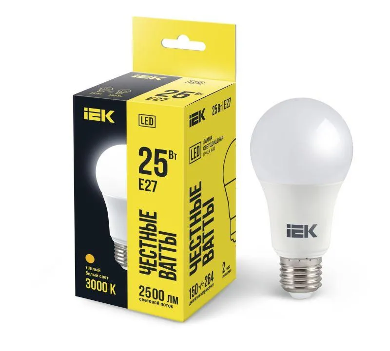 Лампа светодиодная a80 груша 25вт 230в 3000к e27 iek IEK LLE-A80-25-230-30-E27